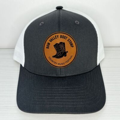 Round Leather Patch - Two Tone Mesh Cap - Charcoal Grey/White