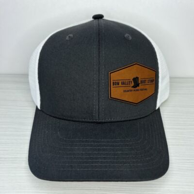 Hexagon Leather Patch - Two Tone Mesh Cap - Charcoal Grey/White